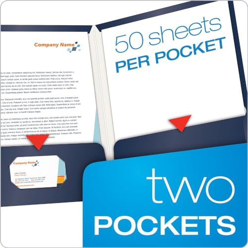 Oxford Laminated Twin-Pocket Folders, Letter Size, Navy, Holds 100 Sheets, Box of 25 (51743)