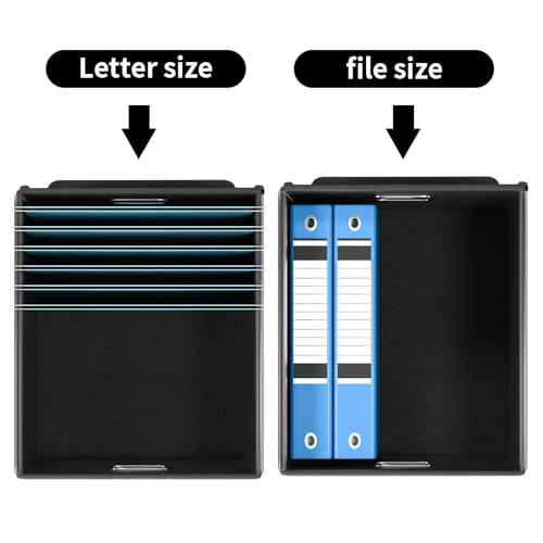 Huolewa File Organizer Boxes with Lids, Collapsible Linen Hanging Filing & Storage Boxes with Plastic Slide for Office/Decor/Home, Filling System for File/Folders/Document Storage -2 Pack