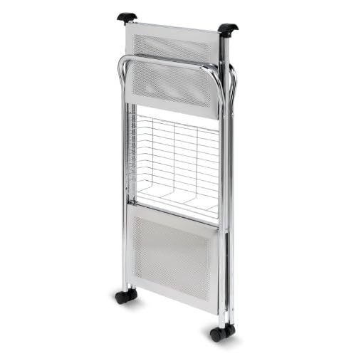 Honey-Can-Do CRT-01703 Deluxe Foldable Push Cart, Chrome, 2-Tier