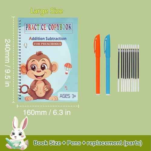 Reusable Grooved Handwriting Workbooks,Magic Copybook,Magic Writing Practice copy books, to help children improve their handwriting ink Practice Age 3-8 ?Calligraphy for kids(Animal edition)