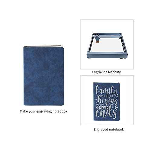 PYD Life 6 Pack Leather Notebooks A5 Journal Lined Blanks 5.8" x 8.3" Blue for Xtool Laser Engraving DIY Crafting,Notebooks for Work School Women Men 200 Pages