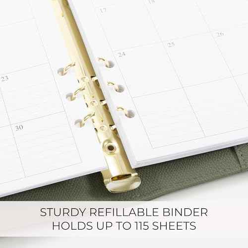Aesthetic A5 Binder with 6 Golden Rings - Refillable & Sturdy Planner w Pockets Keeps You Perfectly Organized - Mini Notebook with Magnetic Closure Works Great as Photocard Binder for All Your Cards
