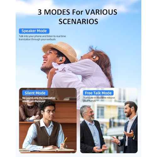 Translator Earbuds Real-Time for Language Translation: AI 3-in-1 Translating Device Wireless Bluetooth Headphones Smart Pods Open Ear Buds Two-Way Instant Translate Learning Earphone with App Support