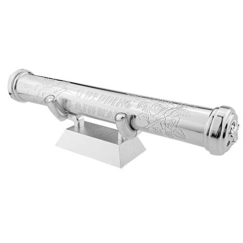 Marriage Certificate Holder and Base Set, Silver-Plated Zinc Alloy Wedding Certificates Holder with Stand Certificate Storage Tube Certificate Collection Tube Anniversary Gift Newlywed Gift