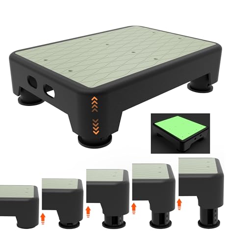 Liftoza Noctilucent Bedside Step Stool with Black Mat, Adjustable 5-Level Safety Platform, 700 lbs Capacity for Seniors & Kids