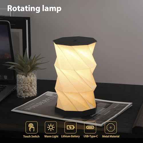 Ba sus Rotatable Metal Desk Lamp, USB Rechargeable Dimmable Reading Light with Metal Cover, Stepless Dimming by Long Press, for Study Desk, Bedroom Decor, Camping Outdoor Lighting (Black)