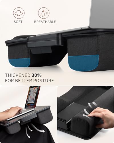 SAIJI Black Portable Laptop Lap Desk Fits Up to 17-Inch with Storage Drawer