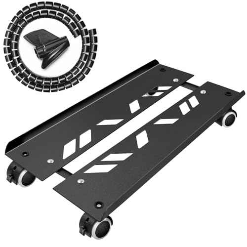 Seloom Computer Tower Stand, Adjustable PC Stand, Heavy-Duty Mobile CPU Tower Holder with Rolling Caster Wheels, Fits Most Gaming Desk Floor