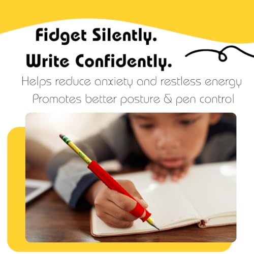 Write Right Learning Pencil Sleeves ? Soft Textured Silicone Grip for Handwriting Support and Silent Fidgeting ? Sensory-Friendly Tool for Students, Teachers, Therapists, and All Ages ? 4 Pack