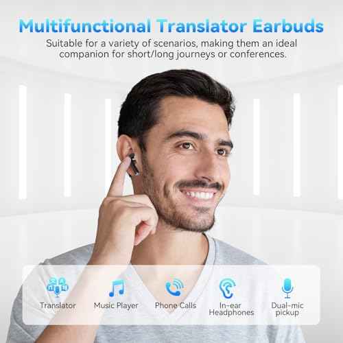 Ai Translation Earbuds Real Time, 3-in-1 Language Translator Earbuds with 137 Languages & Accents, Long Battery Life, Two-Way Translator Earphones for Travel/Business/Leaning