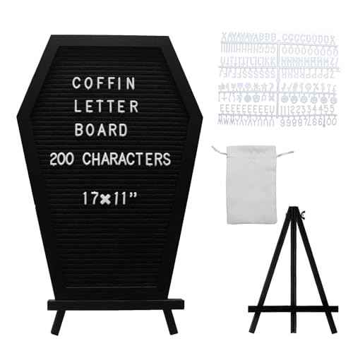 Coffin Letter Board, Christmas Letter Board Shapes Goth Decor, Coffin Pin Board Spooky Gifts Decorations for Table and Wall,Creepy Gothic Coffin Decor Massage Board,Coffin Letter Board