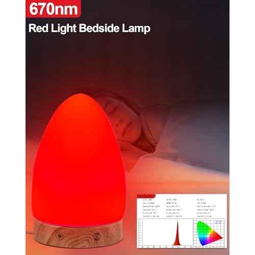 Red Light Night Light Lamp for Sleep, Red Nightlight Desk Lamp with 670nm Wavelength Multi-Color and Brightness Options Remote Control USB Charging Elegant Design