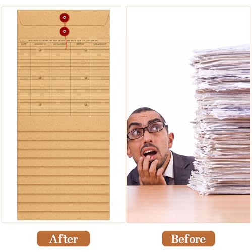 Motiskyy 200 Pack Interoffice Kraft Envelopes with String Tie & Button Closure, 10x13 Inches