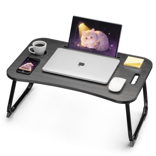 Ruxury Black Large Folding Lap Desk Bed Table for Sofa Couch & Floor