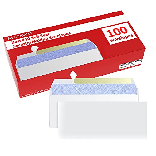 Splendoress #10 Business Envelopes Self Seal Tinted Security Pack 100