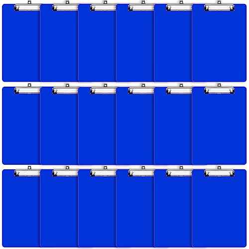 24 Pack Blue Plastic Clipboard with Flat Low Profile Clip Standard A4 Letter Size Acrylic Clipboard Bulk Classroom Back to School Supplies for Offices, School, Nurses, Students, 12.5 x 9 Inch