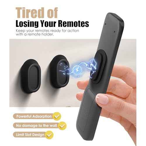 Nearockle 5 Pack Magnetic Remote Control Holder Wall Mount, Upgraded Silicone Remote Control Organizer Strong Adhesive TV Remote Charger Holder Caddy Back of TV (Black)