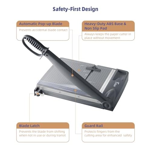Firbon 12" Guillotine Paper Cutter, Heavy Duty 30-Sheet Capacity Trimmer for Cardstock, Photos, Scrapbooking, Office, Classroom, Studio (Gray)
