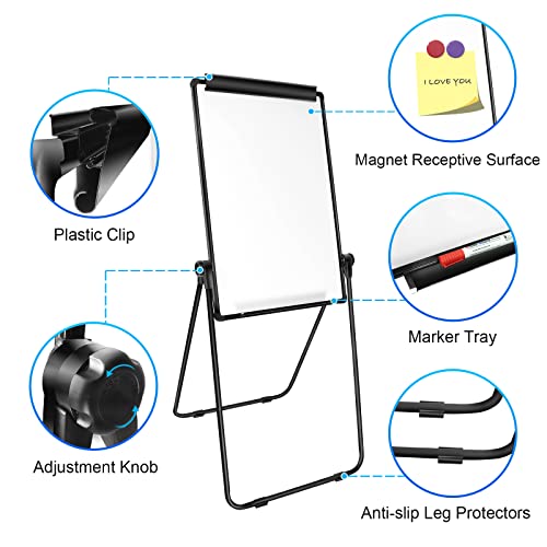 SCZS 40x28 Black Double Sided Magnetic Whiteboard with Adjustable Stand