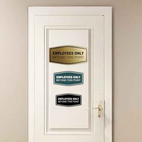 All Quality Fancy Employees Only Beyond This Point Wall or Door Sign - Easy to Install | (Black) - Medium 5 Pack