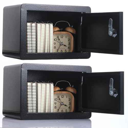 2 Pcs Locking Medicine Box Small Metal Locker 1 Door 6.3" H Single Lockable Metal Cubby Black Lockable Storage Cabinet with Key Stackable File Cabinet for Dorm Office School Living Room