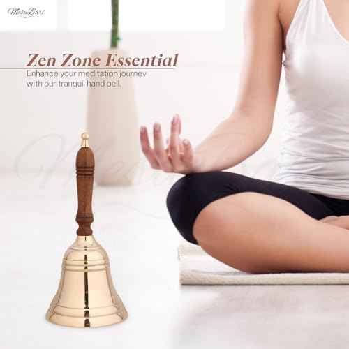 Premium Solid Brass Service Bell Large Handheld Loud Call Bell for Church School Restaurant Hotel Events Holidays Brass Finish 1 Piece 9 Inch by 4 Inch