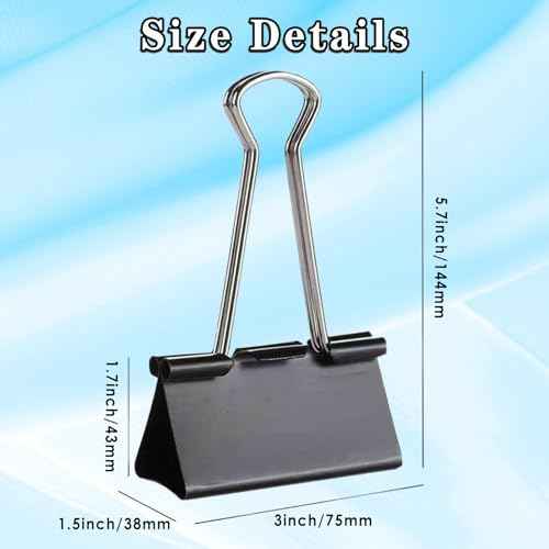 36PCS Jumbo Binder Clips 3 Inch, Black, Binder Clips Extra Large Heavy Duty for Office Supplies