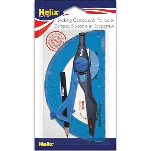 Helix - Plastic Locking Compass and Protractor - 2 Piece Set - Geometry, Drafting & Drawing