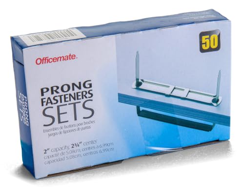 Officemate Prong Paper Fasteners, 2 inch Capacity, 2.75 Base, Box of
