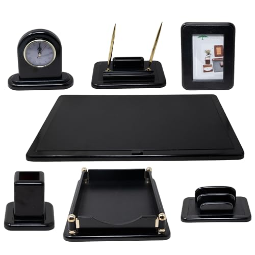Majestic Goods Office Supply Dark Mahogany Oak with Black Eco-Friendly Leather Finish (W925)