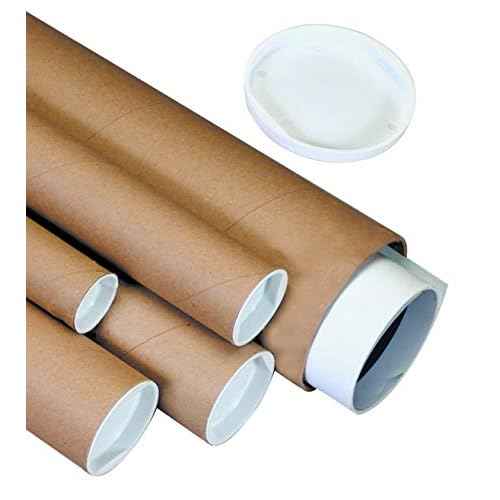 Partners Brand PP3018K Mailing Tubes with Caps, 3" x 18", Kraft (Pack of 24)
