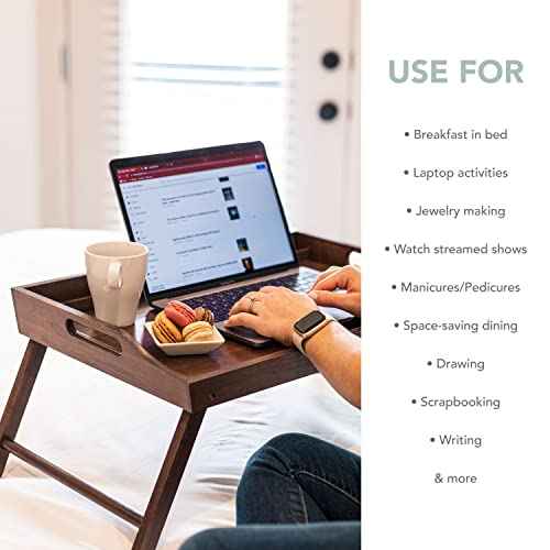 ROSSIE HOME Extra Large Bamboo Bed Tray, Lap Tray, Lap Desk with Phone Holder - Fits up to 17.3 Inch Laptops and Most Tablets - Java - Style No. 78112