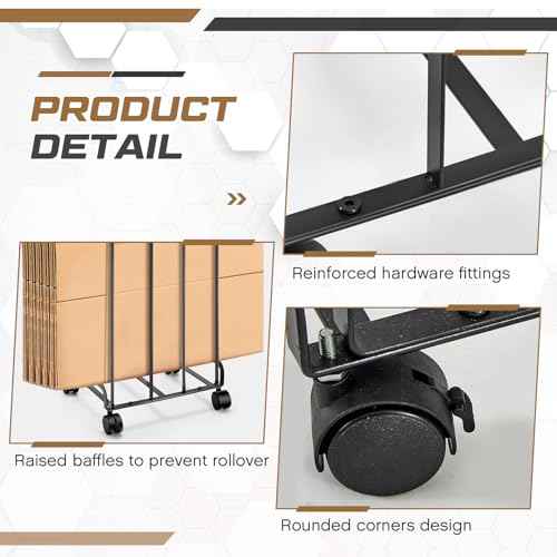 Carton Cart Portable Carton Storage Rack with Caster Wheels 12.2 x 10.2 x 17.1 inch Cardboard Boxes Organizer Stand for Home Warehouse Supermarket Shipping Station, Black