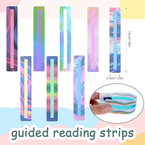 8Pcs Guided Reading Strips,Reading Trackers for Kids Dyslexia Tools Bookmarks Line Readers for Students Highlighter Trackers Teacher Education Supplies