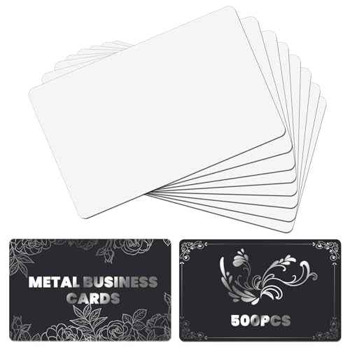 500 PCS Sublimation Business Card Blanks Bulk Metal Double Sided Aluminum Sublimation Card Blanks for Business Photo ID Badge Gifts 3.4 x 2.1 x 0.01 Inch