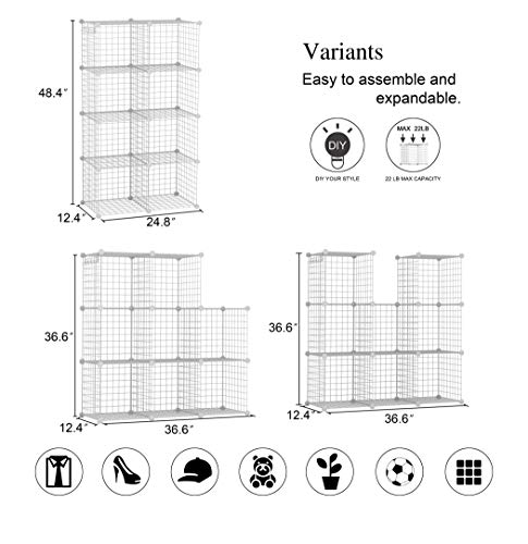 C&AHOME White Wire Cube Storage Organizer - 8-Cube Modular Metal Shelving