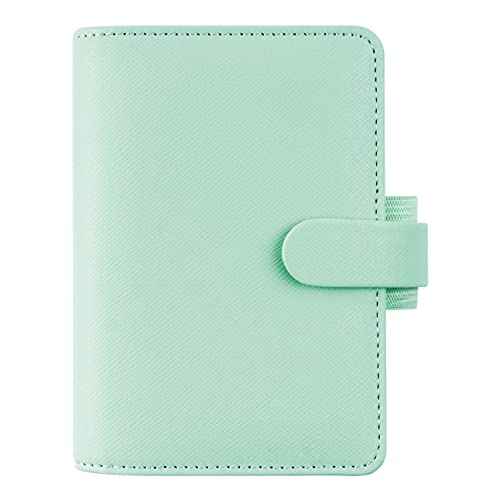 Filofax Saffiano Organizer, Mini Size, Neo Mint - Cross-Grain, Leather-Look, Five Rings, Week-to-View Calendar Diary, Multilingual, 2025 (C028804-25)
