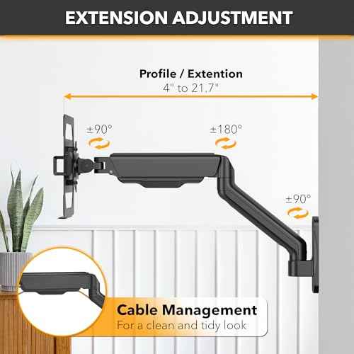 CondoMounts LTP8017 Laptop Wall Mount | Spring-Assisted Arm for 17"?32" Screens, Free-Tilting VESA Laptop Holder, Space-Saving Design, Heavy-Duty Build, Matte Black Finish, Easy DIY Installation