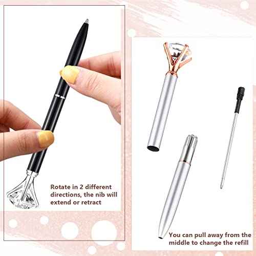 Leinuosen 50 Pieces Bridal Shower Crystal Diamond Pens Bulk Wedding Bling Ballpoint Pen with Diamond on Top for Women Girls School Office Supplies Gifts(Classic Color)