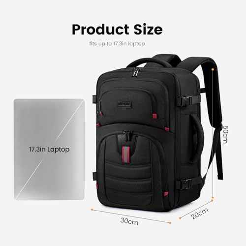 LOVEVOOK 40L Travel Backpack for Men, Airline Approved Carry On Luggage with 3 Packing Cubes, TSA Overnight Bags, Waterproof Personal Item Bag, Weekender Essentials Backpacks fits 17.3" Laptop