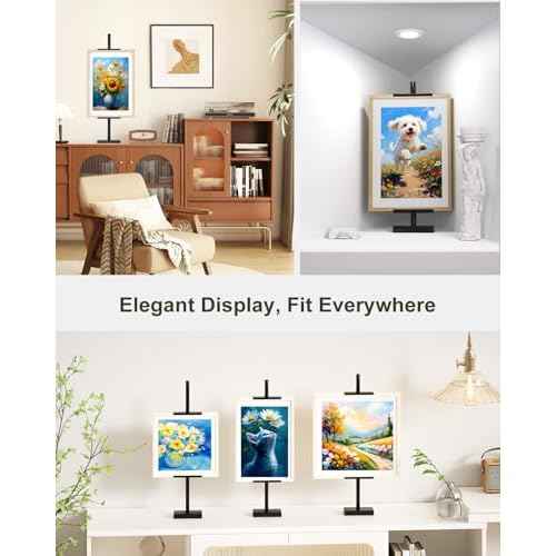 Adjustable Tabletop Easel Stand, Picture Easels for Display Up to 29" H, Metal Picture Frame Holder Stand Table for Art, Photo (Black)