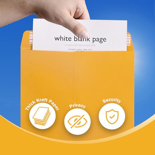 Yellow Manilla Envelopes 10x13 Inches, Pack of 100, Self-Sealing Office Mailers