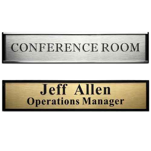 Personalized Name Plate for Door or Wall, 2 * 10 inch Custom Office Aluminum Door Name Plates with Two Lines Custom Text, Office Gifts for Coworkers Boss Teacher, Employee Appreciation Gifts