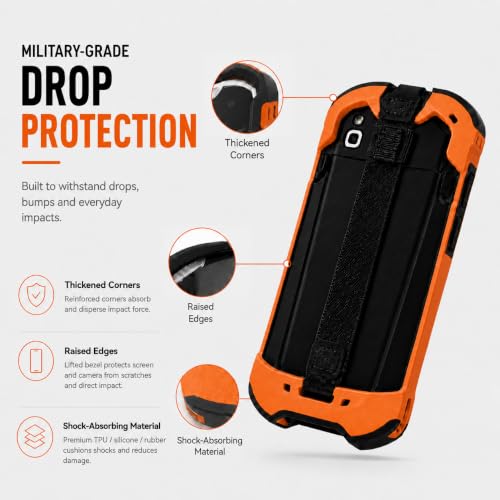 Mutelen Rugged Orange Protective Case for Zebra TC51/TC52/TC52X/TC56/TC57/TC57X/TC510K/TC520/TC520K Scanner