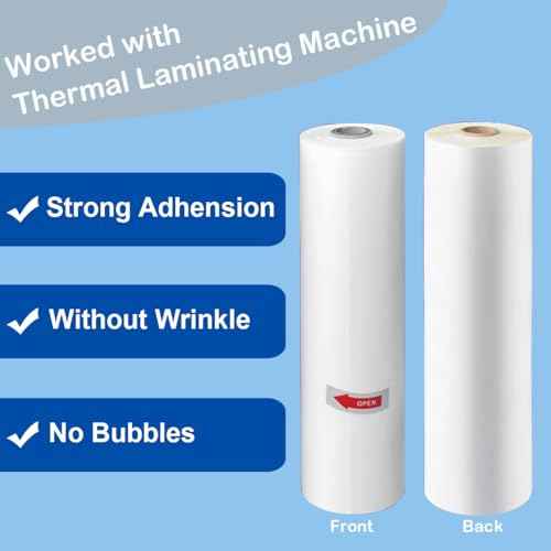 12.6Inchx656Ft Standard Glossy Thermal Laminating Film BOPP Thermal Film Hot Roll Laminating Film, 1Inch Core, 1Mil(28mic) Thickness Laminate Rolls