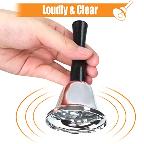 Joyberg 2 Pack Silver Hand Bell Set - Loud Classroom Dinner Alarm & Service Bell