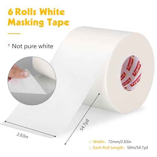 6 Rolls White Masking Tape 3 Inches Wide 2.83In ¡¿ 55Yd Beige White Painters Tape General Purpose Painters Tape for Wall Painting Masking Packaging, Upgraded Material