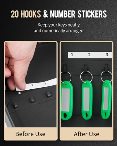 Uniclife Black 20-Key Steel Key Cabinet with Combination Lock & Labels