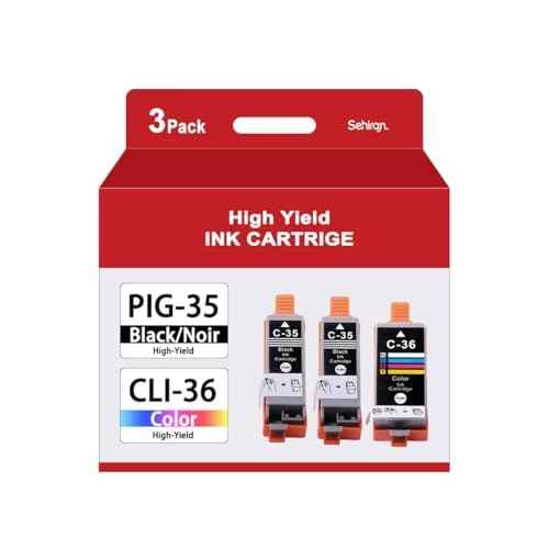 PGI-35 CLI-36 Ink Cartridges Replacement for Canon 35 36 Ink Cartridge Compatible for PIXMA TR150 TR160 iP110 iP100 Printer (2 Black, 1 Color, 3-Pack)