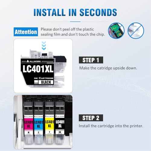 LC401XL LC401 MFC-J1010DW High Yield Ink Cartridges for Brother Printer LC401XL Ink Cartridge Compatible for Brother MFC J1010DW MFC-J1170DW MFC-J1800DW MFC-J1012DW Series Printer (8 Packs)